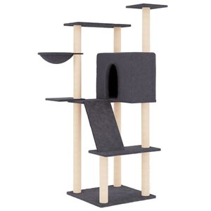 vidaXL Cat Tree with Sisal Scratching Posts Dark Grey 143 cm