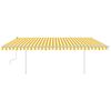 vidaXL Manual Retractable Awning with Posts 5x3.5 m Yellow and White
