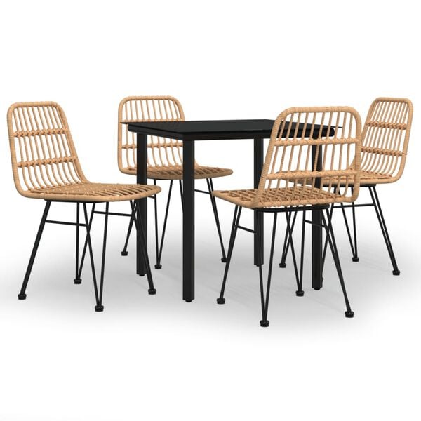 vidaXL 5 Piece Garden Dining Set Poly Rattan