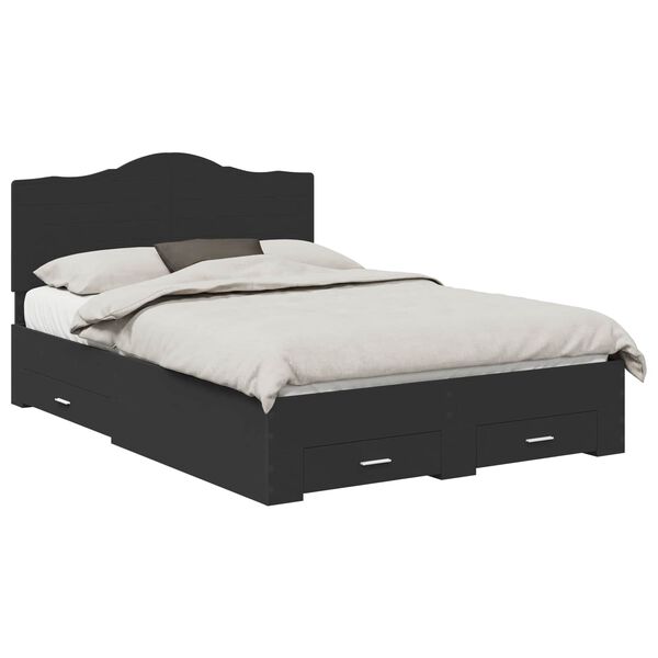 vidaXL Bed Frame with Headboard Black 160 x 200 cm Engineered Wood