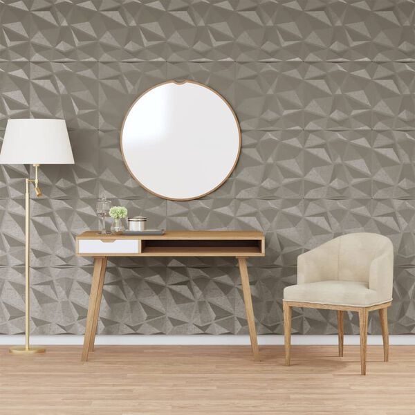 vidaXL Wall Panels 48 pcs Concrete Grey 50x50 cm XPS 12 m&sup2; Diamond