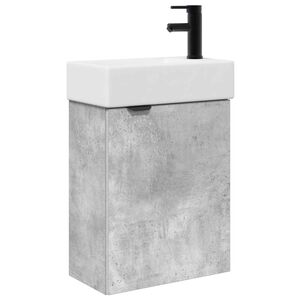 vidaXL Bathroom Vanity Unit with Tap Concrete Grey 45.5 x 22.5 x 84 cm