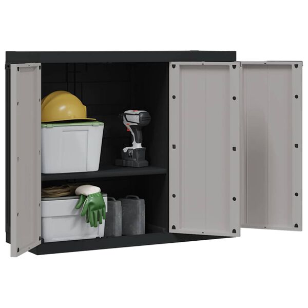 vidaXL Outdoor Storage Cabinet Grey and Black 97x37x85 cm PP
