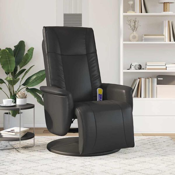 vidaXL Massage Recliner Chair with Footrest Black Faux Leather