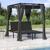 vidaXL Double Sun Lounger with Side and Top Curtains Anthracite