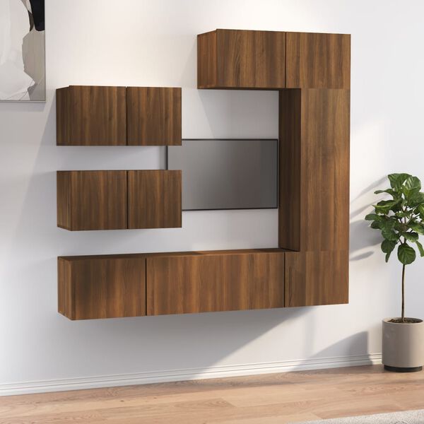 vidaXL 6 Piece TV Cabinet Set Brown Oak Engineered Wood
