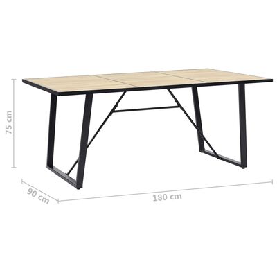 vidaXL Dining Table Oak 180x90x75 cm MDF