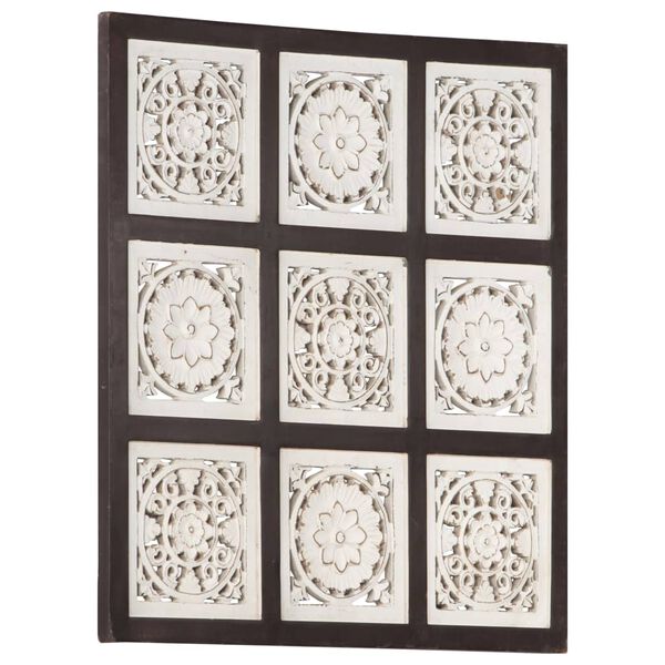 vidaXL Hand-Carved Wall Panel MDF 60x60x1.5 cm Brown and White