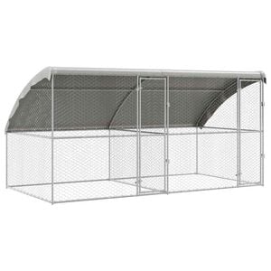 vidaXL Dog Kennel 2 pcs Silver 4 x 2 x 2 m Galvanised steel