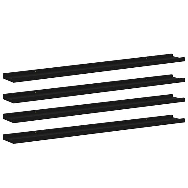 vidaXL Wall Shelves 4 pcs Black 100x9x3 cm