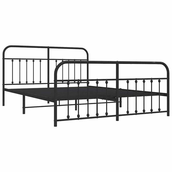 vidaXL Metal Bed Frame without Mattress with Footboard Black 183x213cm