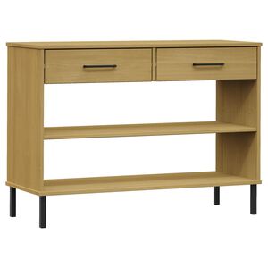 vidaXL Console Cabinet with Metal Legs Brown Solid Wood Pine "OSLO