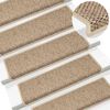 vidaXL Stair Mats Self-adhesive Sisal-Look 30 pcs 65x21x4 cm Sand