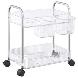 vidaXL Storage Trolley 2-Tier Transparent 37x28x43.5 cm Acrylic