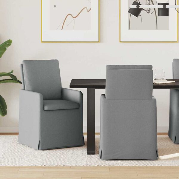 vidaXL Dining Chairs 2 pcs Light grey 57 x 67 x 98 cm Fabric