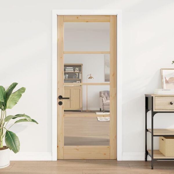 vidaXL Interior Door with Glass ORKDAL Brown 83 x 202 cm