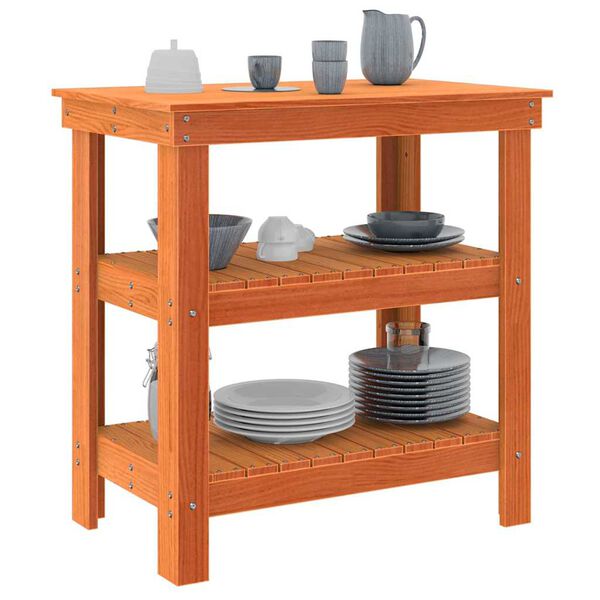 vidaXL Work Bench Wax Brown 78.5 x 50 x 80 cm Solid Pine Wood