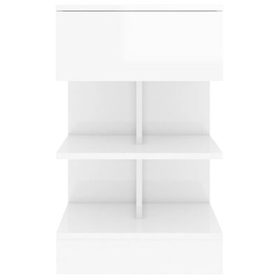vidaXL Bedside Cabinet High Gloss White 40x35x65 cm Engineered Wood