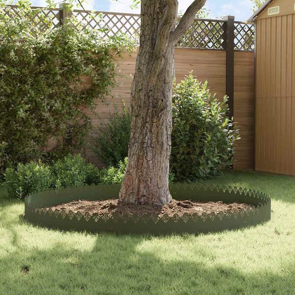 vidaXL Lawn Edgings 10 pcs Olive Green 103 x 0.05 x 22 cm Steel
