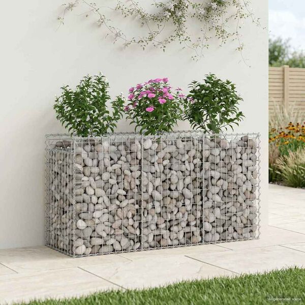 vidaXL Gabion Raised Bed Silver 150 x 50 x 80 cm Galvanised Steel