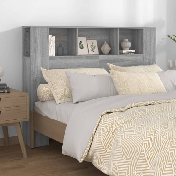 vidaXL Headboard Cabinet Grey Sonoma 140x18.5x104.5 cm