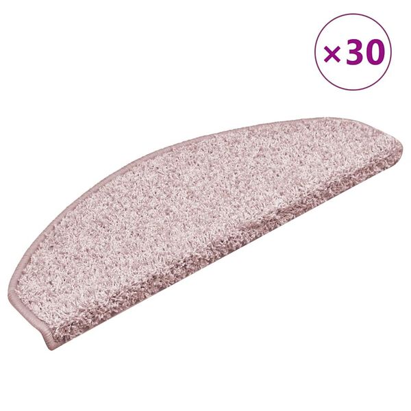 vidaXL Stair Mats 30 pcs 65x21x4 cm Light Pink Half Round Large