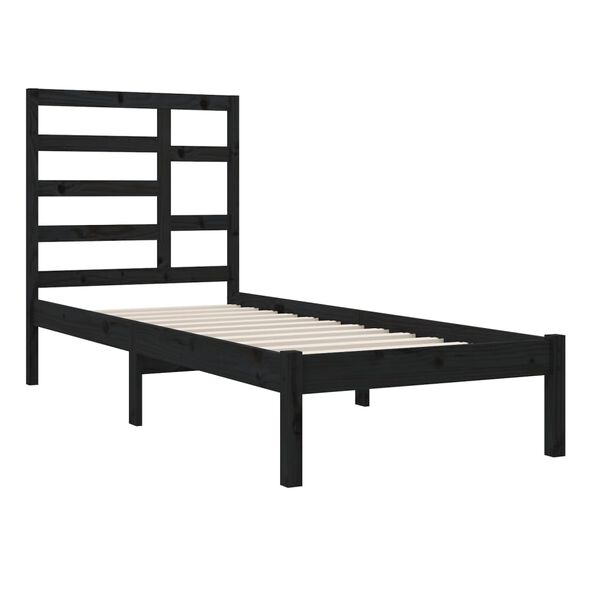 vidaXL Bed Frame without Mattress Black Solid Wood 75x190 cm Small Single
