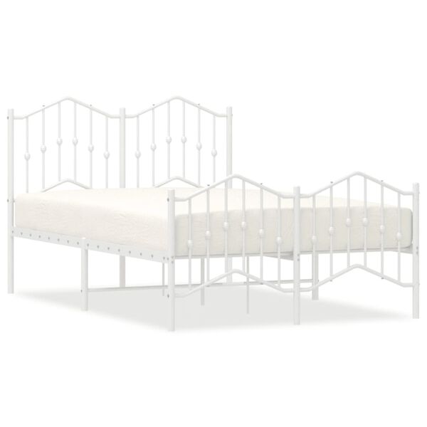 vidaXL Metal Bed Frame without Mattress with Footboard&nbsp;White 120x190cm