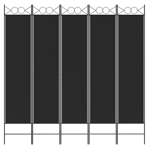 vidaXL 5-Panel Room Divider Black 200x200 cm Fabric