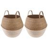 vidaXL Plant Pot with Handles 2 pcs White &Oslash; 32 x 32 cm 100% Seagrass