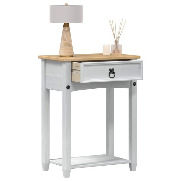 vidaXL Console table with Drawer White 55 x 35 x 73 cm Solid Pine Wood