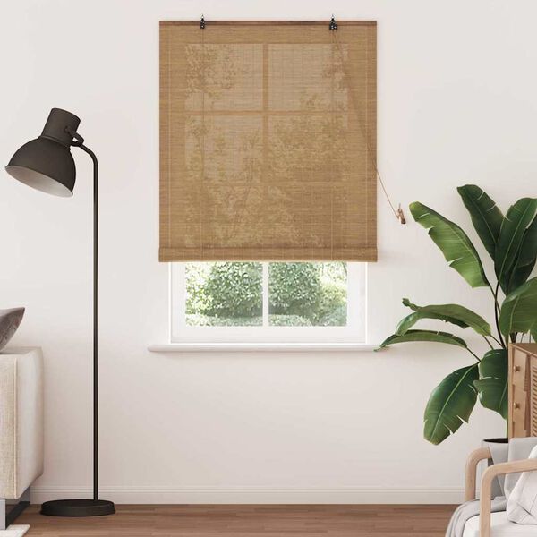 vidaXL Roller Blind with Curtains Manual Brown 110 x 220 cm Bamboo