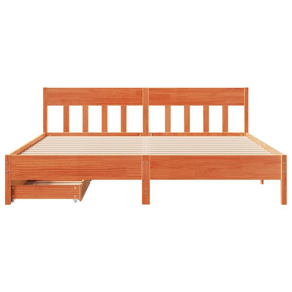 vidaXL Bed Frame without Mattress Wax Brown 180x200 cm Super King Solid Wood Pine