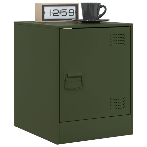 vidaXL Bedside Cabinets 2 pcs Olive Green 34.5x39x44 cm Steel