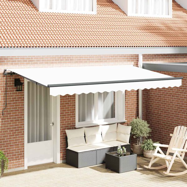 vidaXL Retractable Awning Manual White 400 x 200 cm Fabric
