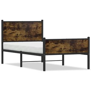 vidaXL Metal Bed Frame without Mattress Smoked Oak 75x190 cm Small Single