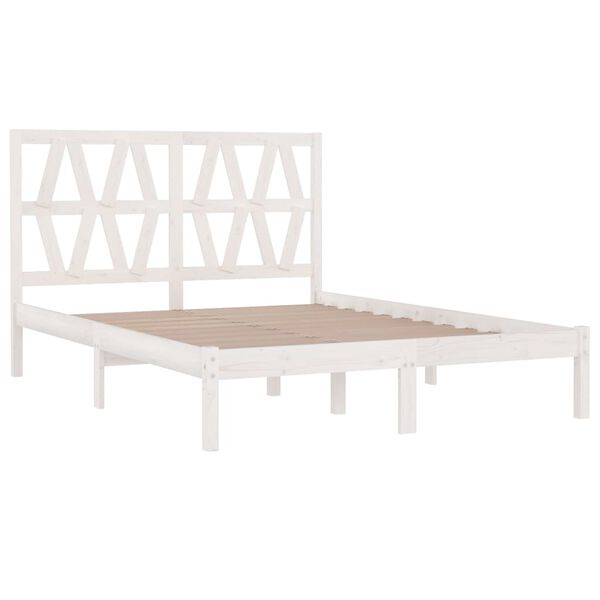 vidaXL Bed Frame without Mattress White Solid Wood 120x200 cm (810013+818611)