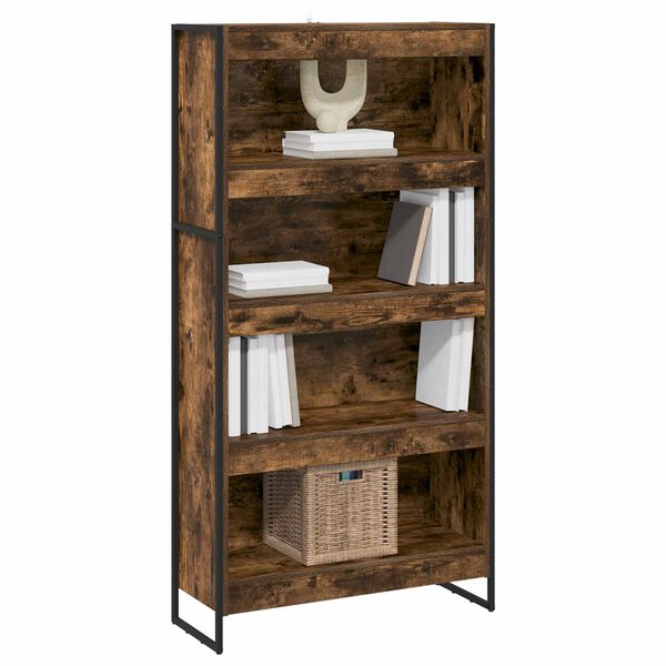 vidaXL Book Cabinet 2 pcs Smoke Oak 80 x 30 x 155 cm Engineered Wood