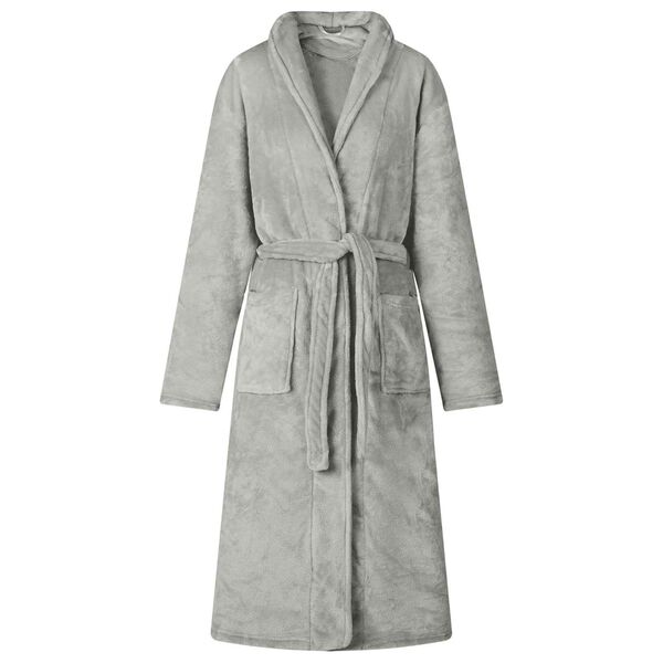 vidaXL Bathrobe without Hood Grey S Flannel