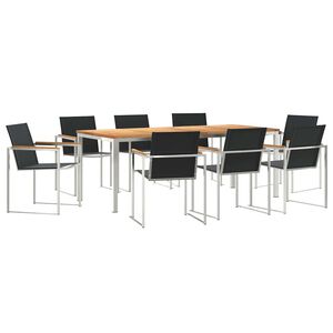 vidaXL Garden Dining Set 9 pcs Solid Teak Wood and Stainless Steel