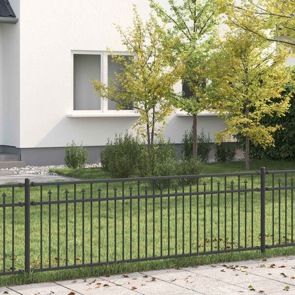 vidaXL Spike Fence Black 200 x 110 cm Powder-Coated Steel