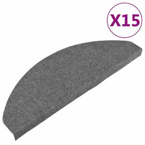 vidaXL Stair Mats Self-adhesive 15 pcs 65x22.5x3.5 cm Grey