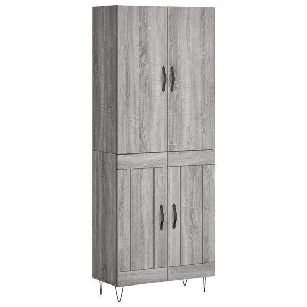 vidaXL Highboard Grey Sonoma 69.5x34x180 cm Engineered Wood
