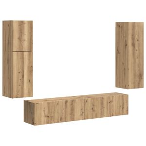 vidaXL TV Cabinet Set Wall-mounted 4 pcs Artisan Oak Engineered Wood