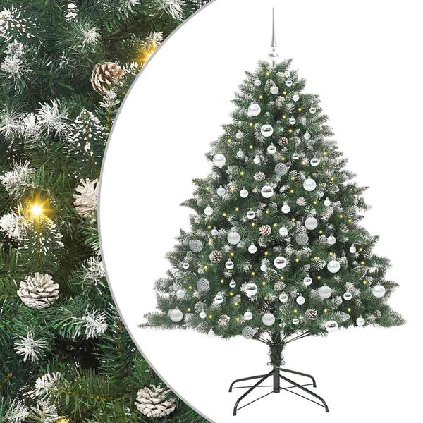 vidaXL Artificial Christmas Tree with 300 LEDs with Stand Green 180 cm