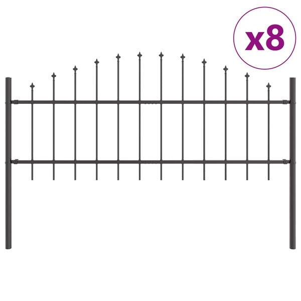 vidaXL Garden Fence 8 pcs Grey 170 x 115 cm Powder-Coated Steel