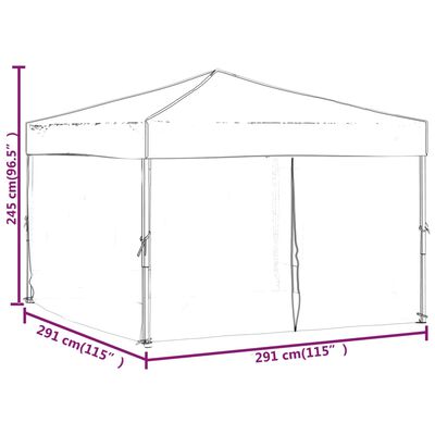 vidaXL Folding Party Tent with Sidewalls Black 3x3 m