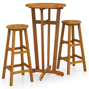 vidaXL 3 Piece Bar Set Solid Wood Acacia