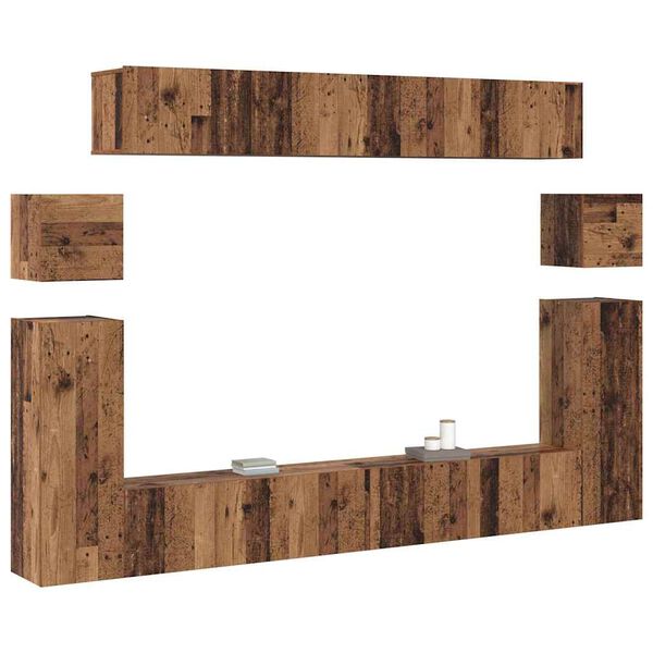 vidaXL TV Units Wall-mounted 4 pcs Old Wood Engineered wood