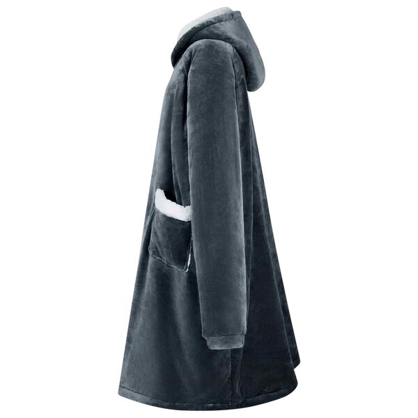 vidaXL Blanket Hoodie Navy Blue L Fleece and Flannel